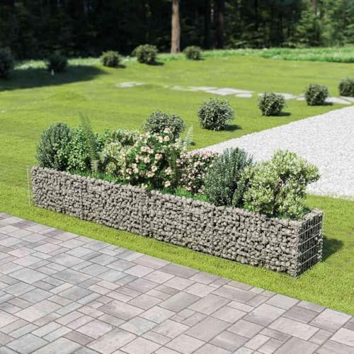 HaoChrymec Gabion Jardinière with Acier Galvanisé, Panier à Pierre, Parterre Surélevé en Gabion, Jardinière à Gabion, Jardin Extérieur, 360 x 50 x 50 cm