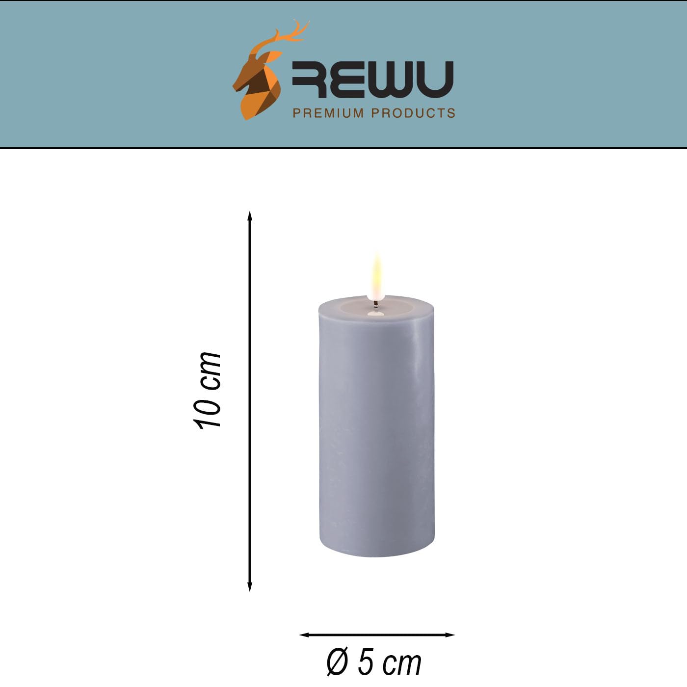 Bougie LED Cire Véritable Bleu Pétrole - Flamme Réaliste 15 Cm