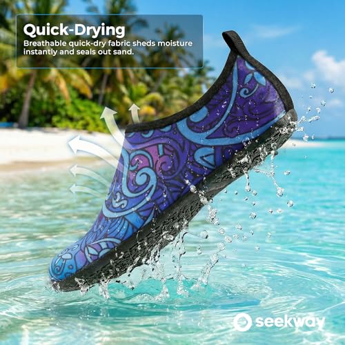 Image of SEEKWAY Water Shoes Women Men Adult Quick-Dry Aqua Socks Barefoot Non Slip for Beach Swim River Pool Lake surf Black SK002(U)