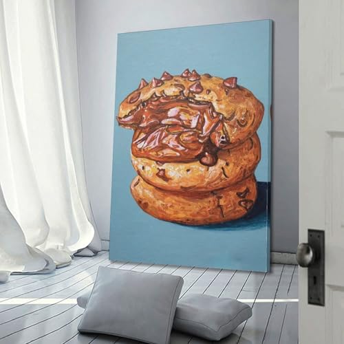 Toile biscuits chocolat relief huile epaisse deco cuisine esthétique
