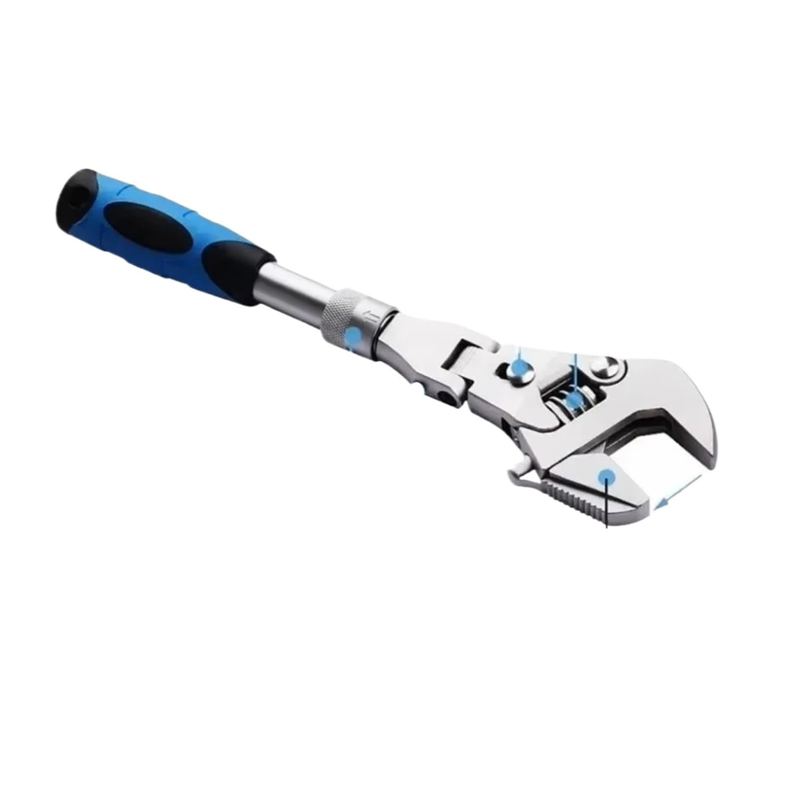 Wjiayao White Crab Claw Wrench 5 In1 Torque Wrench 10 Inch Adjustable Ratchet 180 Degree Folding Spanner Household Maintenance Manual Tool