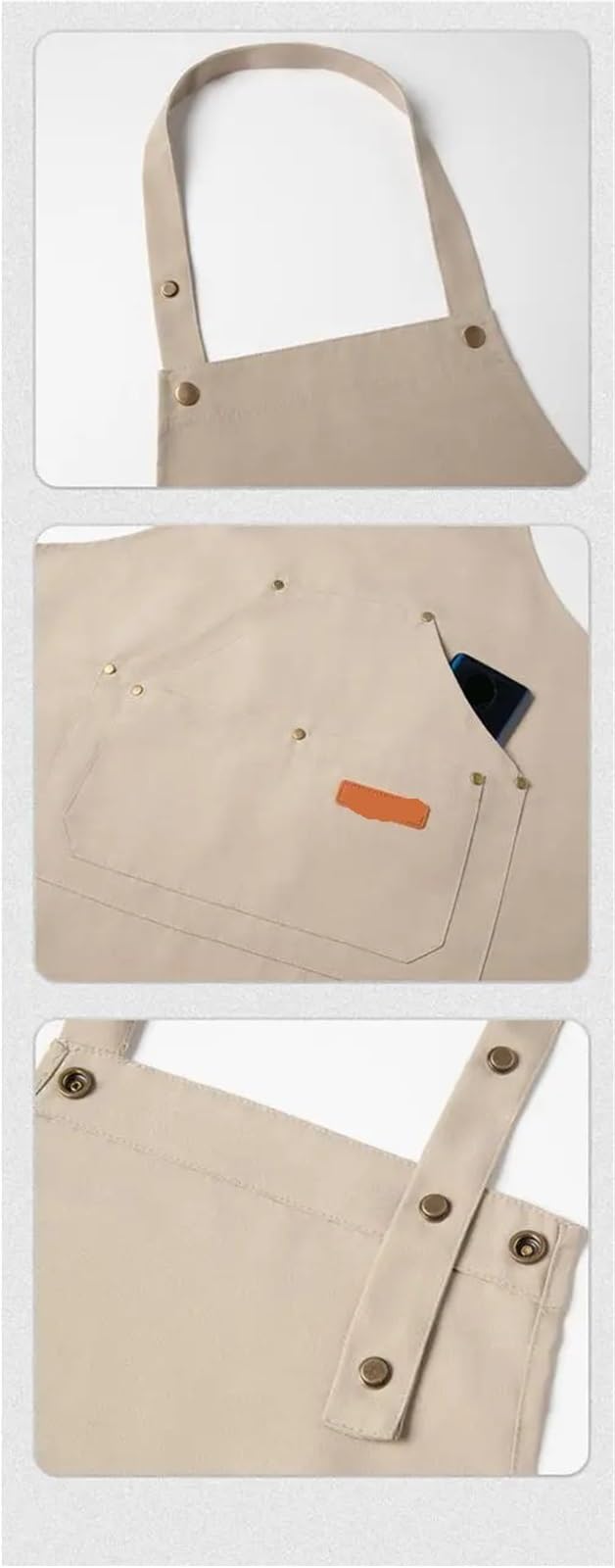 Delantal De Cocina Delantal de Catering de 2 uds, delantal impermeable Unisex for restaurante y café, delantal de Catering con bolsillos Para Barbacoa，Cocinar，Hornear(Gray)
