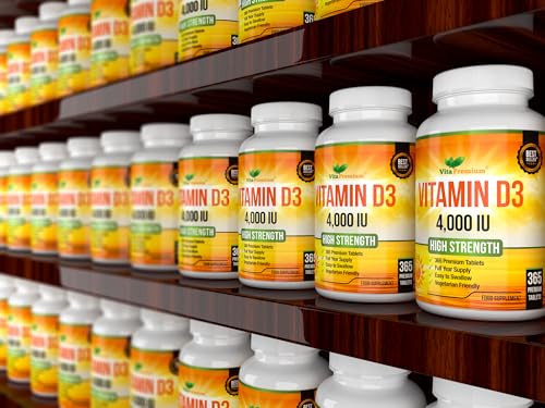 Vitamin D 4,000 IU Tablets, Maximum Strength Vitamin D3 Supplement, 365 Easy to Swallow Tablets - Full Year Supply - Image 6