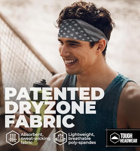 Image of Tough Headwear Tough Outfitters Headband for Men - Mens Headbands - Working Out Sports Performance Head Bands - Athletic Cycling Running Sweat Band, Football Headbands - Sweat Bands Men /Women