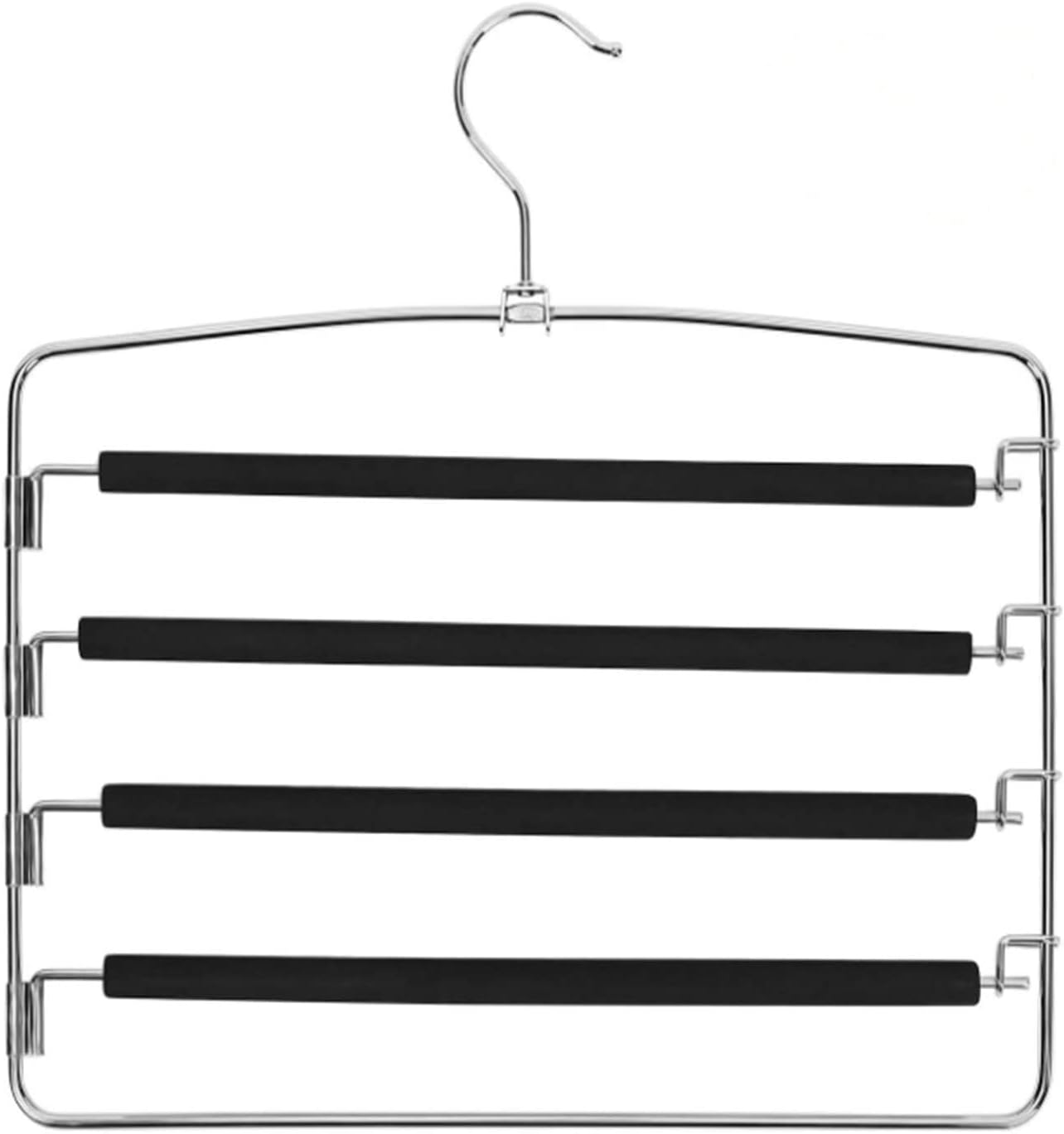 3 Pack Pants Hangers, Multi-Layer Swing Arm Slack Hanger, Space Saving Non-Slip Foam Padded Closet Storage Organizer for Pants Jeans Trousers Skirts Scarf - Black