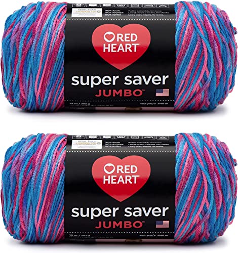 Image of Red Heart Super Saver Jumbo Bonbon Yarn - 2 Pack of 283g /10oz - Acrylic - 4 Medium (Worsted) - 482 Yards - Knitting /Crochet