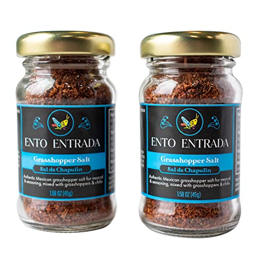 2 Pack Sal Con Chapulin, Grasshopper Salt Made in Oaxaca Mexico with Toasted Mexican Grasshoppers also known as Chapulines | Perfect as a Mezcal Salt, in Traditional Oaxacan Recipes and More!