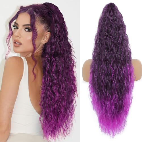 Image of Claw Clip Ponytail Extension, Ombre Purple, 30In