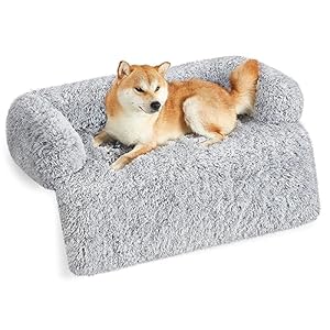 Feandrea FluffyHug Cama para Perros, Tela de Felpa, Alfombrilla, Funda Protectora para Sofá, Talla XL, para Perros Medianos y Grandes, 110 x 95 x 18 cm, Gris Ombré PGW223G01