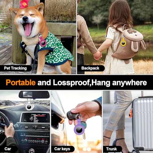 Image of 1|2|4Pack for Apple AirTag Holder,for Air Tag 2nd &1st Genaretion,Waterproof GPS Tracker Air Tag Keychain with Cover Anti-Scratch Silicone for Air-Tag Case for Pets,Kids,Bags,Luggages-Blue