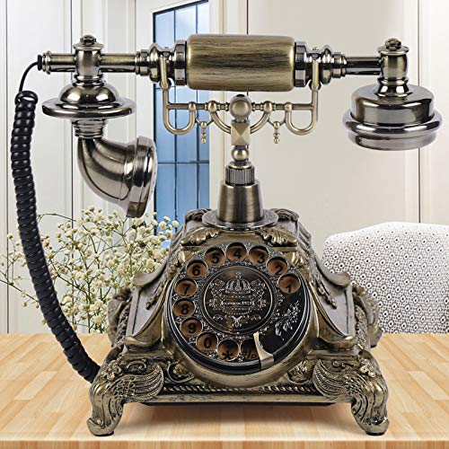 DYRABREST European Rotary Corded Antique Telephone Old Vintage Rotary Dial Phone Handset Turntable Telephone Office Telephone Antique Landline