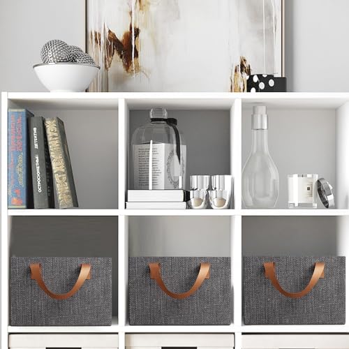 Image of 4 Pcs Wardrobe Organizer for Clothes with Metal Frame Rectangle Storage Baskets for Detailing FabricStorage Box Handles Shelf Basket for StorageClothes Pants Jeans Interior Small & Long Baskets
