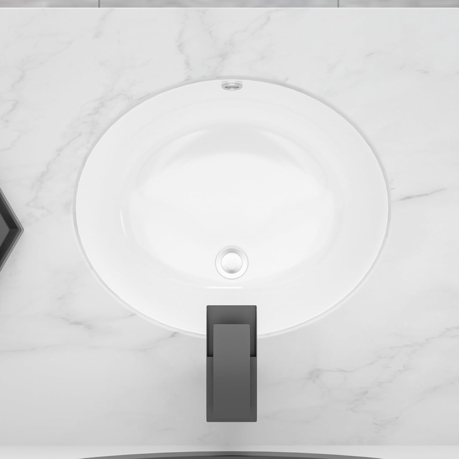 Undermount Bathroom Sink, 18''x15'' Oval Undermount Bathroom Sink White Porcelain Ceramic Bathroom Vessel Sink Under Counter Vanity Sink Top Bowl Lavatory Basin, inner dimension 16" x 13"