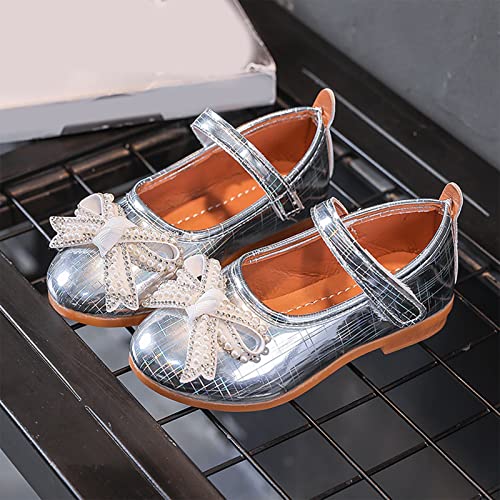 Fashion Autumn Girls Casual Shoes Flat Lightweight Pearl Rhinestone Bow Cute Dress Shoes Girl Shoes Size 132