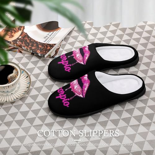 Scorpio Zodiac Birthday Pink Lips Women's Cotton Slippers Non-Slip Bedroom Slipper Cute House Shoes for Indoor And Outdoor4