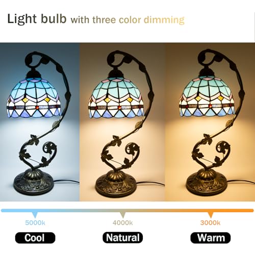 Ppbmocw Small Tiffany Lamp, 8 Inch Tiffany Style Lights Table Lamps for Living Room Bedside - Image 3