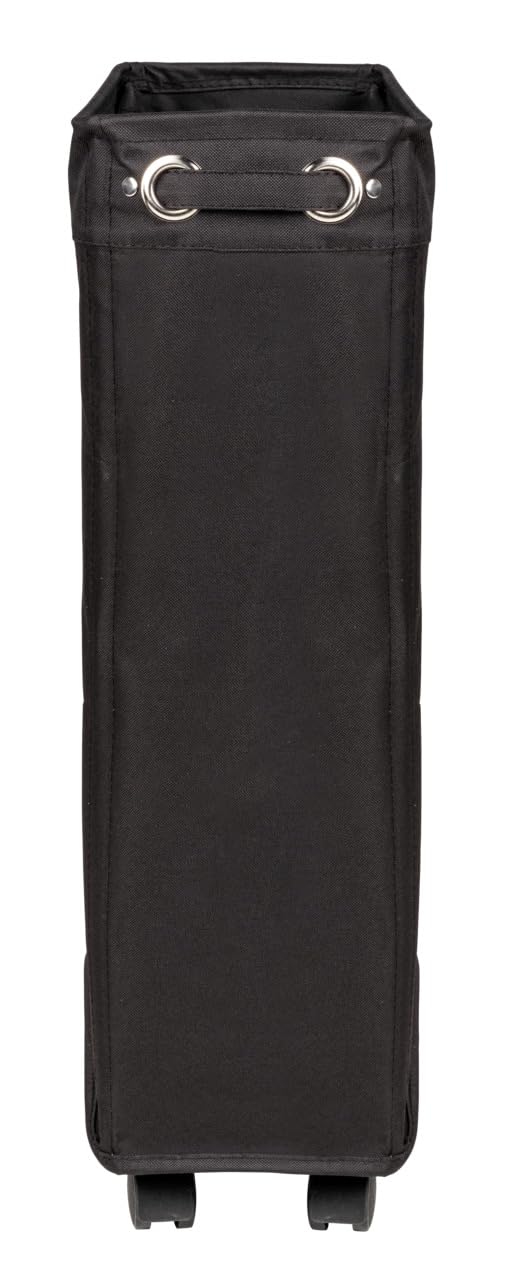 WENKO Cesto para la ropa sucia estrecho Corno negro WENKO, robusto cubo para la colada con cuatro ruedas y tapa, poliéster 100 %, capacidad 43 L, (anchura x altura x profundidad): 18,5 x 60 x 40 cm