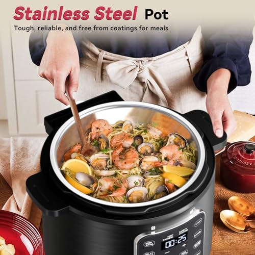 Image of Electric Pressure Cooker 6 Qt, 9 Functions Programmable Instant Pot with IMD Touchscreen, Rice Cook, Slow Cook, Steam, Saute, Warm, 16+ Safety Features, 1000W Black