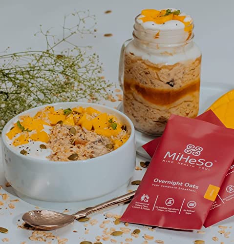 Image of MiHeSo Mind Health Soul Overnight Oats 240g | Wholegrain Premium Oats | No Preservatives| Loaded with Super Seeds | High Protein, Calcium and Fibre Content (Assorted (Trial Pack))