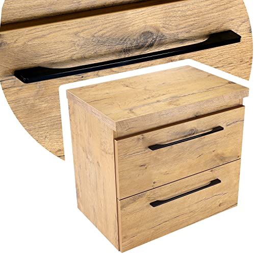 paplinskimoebel Waschbeckenschrank Girona zum Aufhängen B60,5 x T40 x H55,1 mit schwarzem Metallgriff, Zwei Schubladen Eichenoptik (Eichenoptik) Cover