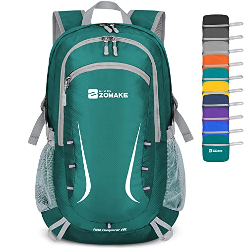 ZOMAKE 40L Foldable Backpack Lightweight Rucksack,Packable Small Backpacks Water Resistant for Travel Hiking Camping Walking Men Women(Army Green)