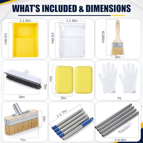 Kit de 20 piezas con pincel para tinte de terraza de 7'' y varilla extensible miniatura 2