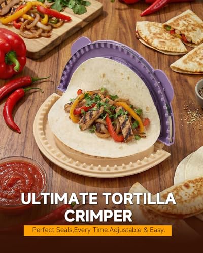 Image of 4-in-1 Tortilla Sealer - Multi-Size Tortilla Crimper for 4 inch, 6 inch, 8 inch, 10 inch Wraps, Quesadilla Crimper with Detachable Shark Tooth Design, Stainless Steel Edge, Suitable for Making Sealed Taco, Dumpling