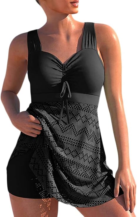 chuangminghangqi Tankini set buikweg push-up badmode cut-out tank top bikini badpak dames tweedelig badpak grote maten zwempak dames