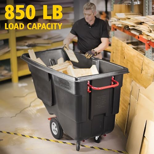 Rubbermaid Commercial Products Tilt Dump Truck/Trash Cart/Garbage Collection/Recycling 1 Cubic Yard Waste Collection 850 lbs capacity Black Office/Warehouse/Facility Management by Rubbermaid Commercial Products - Image 3