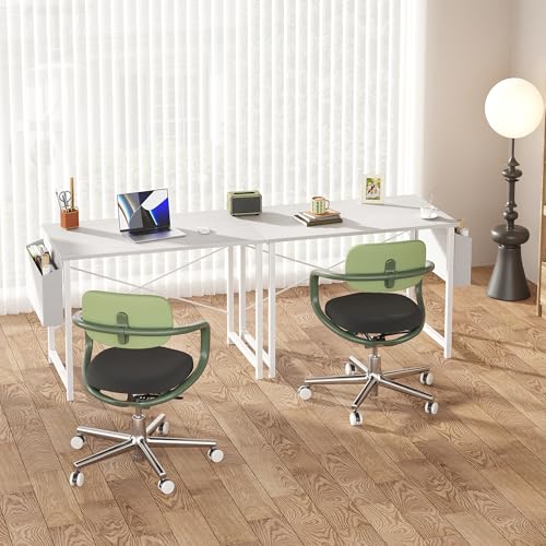 Image of OLIXIS Small Computer Desk, 40 Inch Gaming Desks for Home Office | Writing Study Craft Work Table, Computer Workstation for Bedroom Small Spaces with Storage Bag, All White