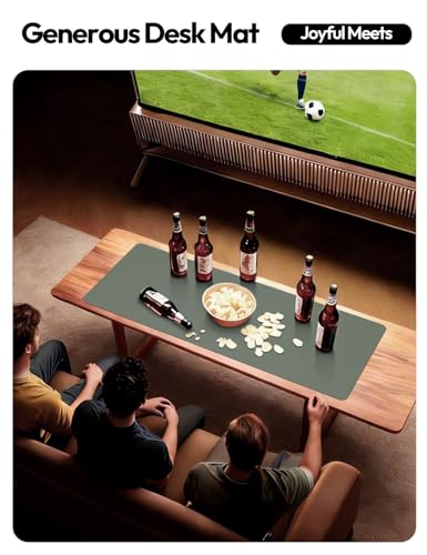 Image of YSAGi Leather Desk Pad Protector, Office Desk Mat, Large Mouse Pad, Non-Slip PU Leather Desk Blotter, Laptop Desk Pad, Waterproof Desk Writing Pad for Home (23.6 inch x 13.8 inch, Dark Green)