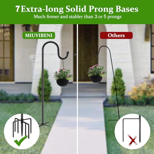 Image of 96 inch Shepherds Hooks for Outdoor with 7 Prongs Base, Heavy Duty Bird Feeder Pole for Hanging Lantern, Hummingbird Feeder, Shepherds Hook for Bird Feeders Outside,1 Pack