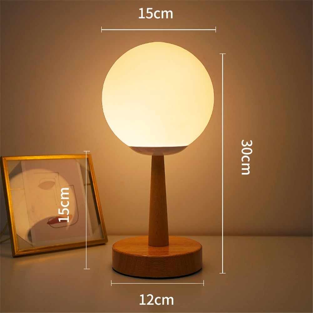Lampka biurkowa Mała drewniana lampka stołowa zdobi biurko, stolik nocny, sypialnię, gabinet, szklaną lampkę nocną Lampka nocna
