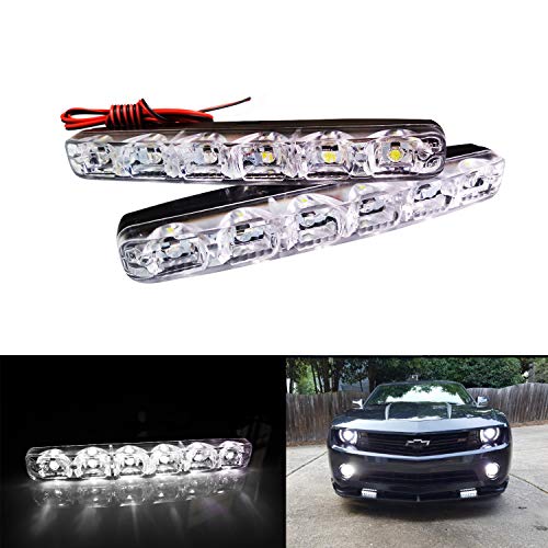 BOGAO 2pcs Haute Puissance 6W 12V 6000K Xenon Slim COB LED DRL Lampe de lumière du jour lampe de lumière du jour pour voiture SUV Berline Coupé Véhicule Universel (Blanc Xenon)