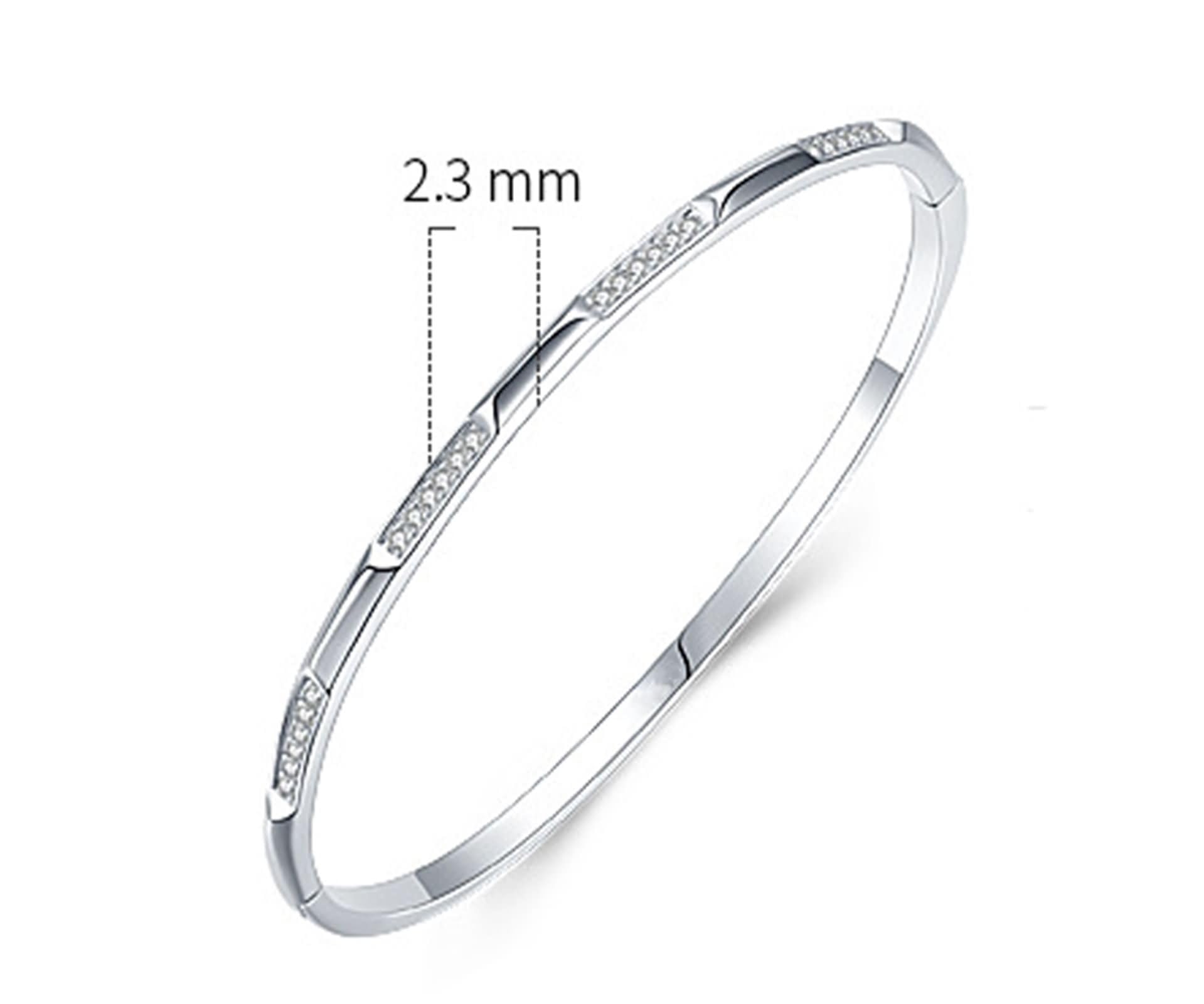 Damen Gliederarmband Verstellbar Weißgold 9 Karat / 14 Karat / 18 Karat, Rund mit Diamant, 16 CM + 5 CM Verlängerung, Armband Damen Silber