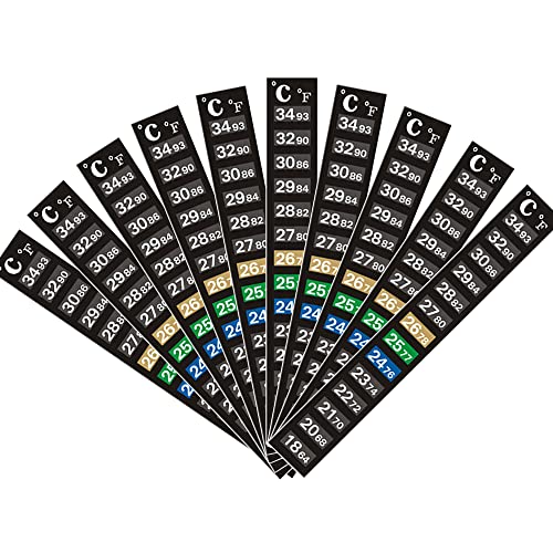 Xkfgcm Etiqueta engomada del termómetro 10 Piezas Termómetro LCD Adhesivo Termómetro de Acuario Tira de termómetro Digital de Temperatura Termómetro de Acuario para fermentación, Cerveza, Vino Cover