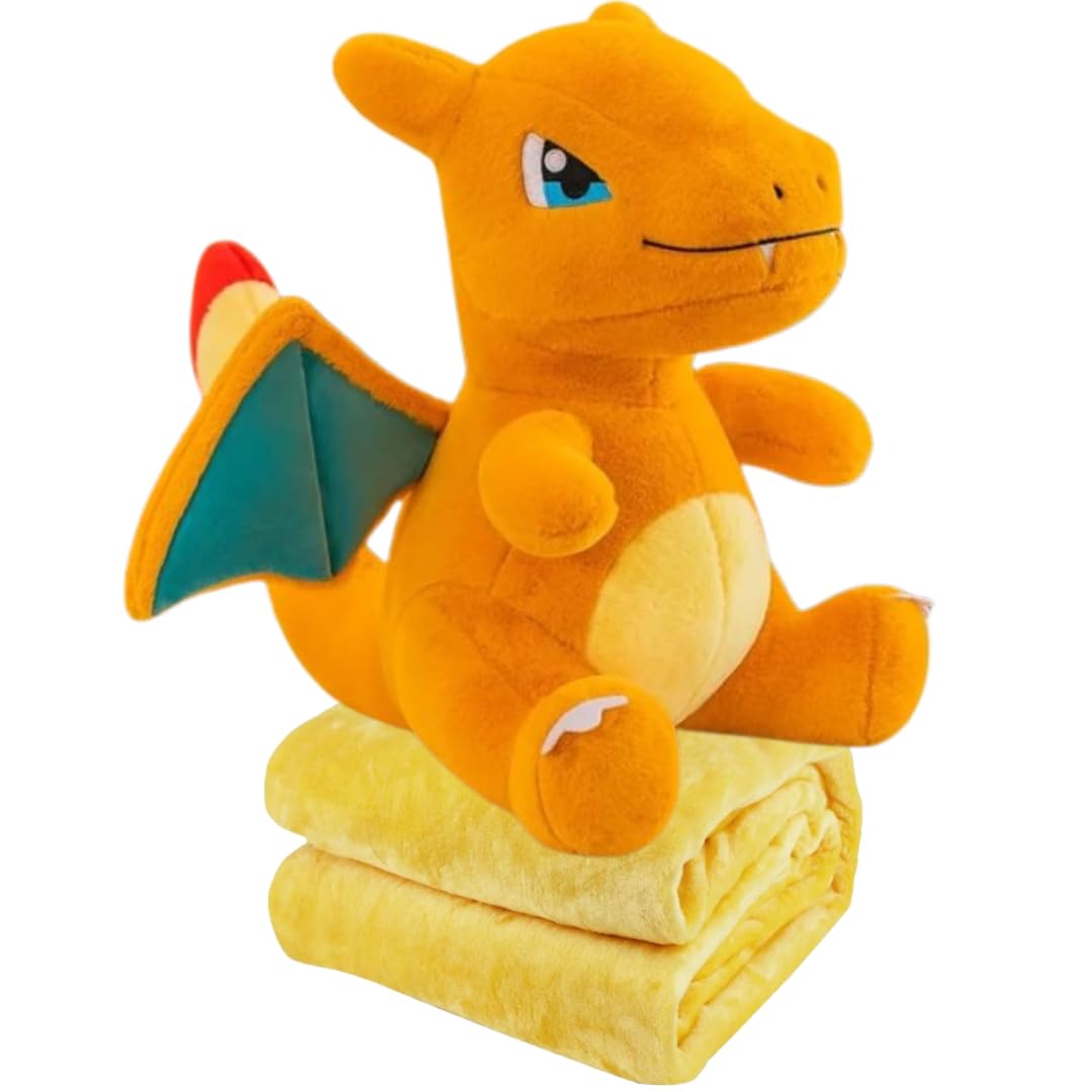 QUEERY Cute Plush Toy, 3 in 1 Blanket Cum Pillow and Soft Toy, Large, for Boys and Girls (Orange)