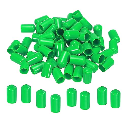 Image of MECCANIXITY 100pcs 1 /2 inch(12mm) Rubber End Caps Cover PVC Vinyl Screw Thread Protector Round Wire Shelf Caps for Screw Bolt Pipe Fence Post, Green