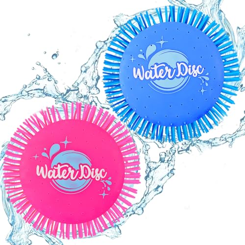 Fantasyon 2 Stück Wasser Frisbee, Wasser Wurfscheibe Ø 17 cm, Absorbiert und verspritzt Wasser aus Schaumstoff und Silik...
