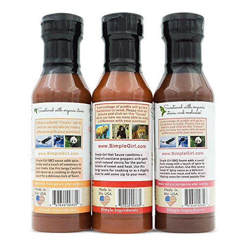 Simple Girl BBQ Sauce 3 Pack - Sweet N Spicy, Carolina Kick and Hot Sauce