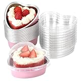 Mini pirottini per torte a forma di cuore, con coperchio, in alluminio, per friggitrice ad...
