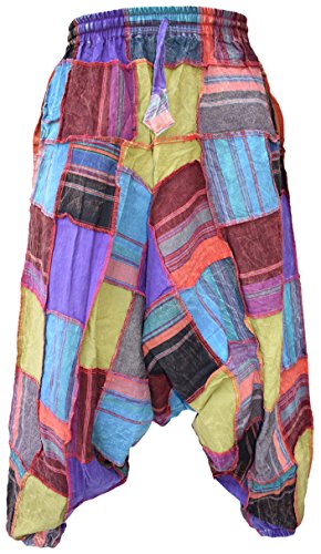 Gheri Men's Cotton Stone Washed Aladdin Wide Leg Genie Ninja Harem Pants Trousers