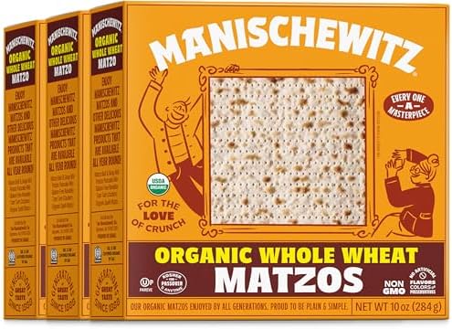 Manischewitz Organic Whole Wheat Matzos Kosher For Passover 10oz (3 Pack) Crisp & Delicious, Kosher for Passover and for Year Round Use