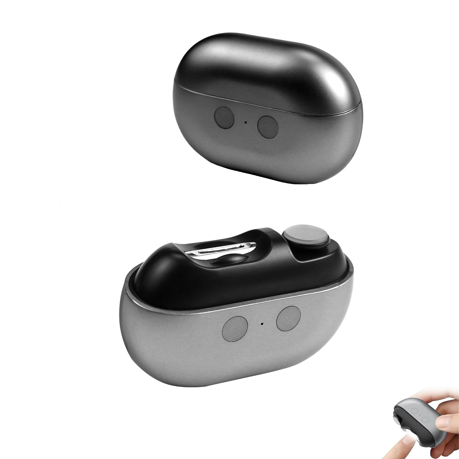 Vueeze Easyclip Smart Nail Clipper,Cortaúñas Inteligente,Easy Clip 3 en 1 Multifuncional, Cortaúñas Eléctrico Portátil con luz LED,Pulidor,Organizador de uñas (Gris)