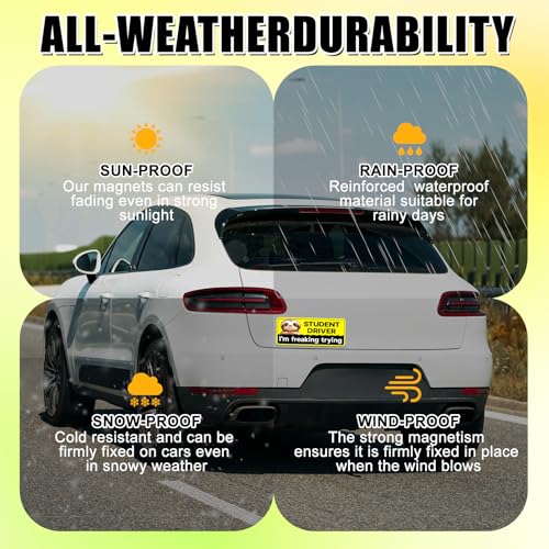 Image of 2 Pcs Newbie Magnetic Student Driver Stickers for Car Beginner Funny Lovely Magnet Supplies Bumper Safety Sign Suitable for Keeping a Safe Distance
