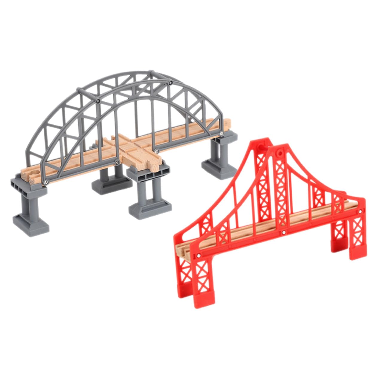 Puente de Vías de Tren de Juguete Rojo 2 Piezas para Maqueta