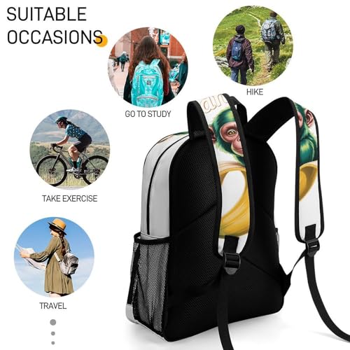 Shimpanzini-bananinni Merch Large Travel Backpack Italian-Brainrot Meme Waterproof Lightweight Daypack White 44x32x19cm4