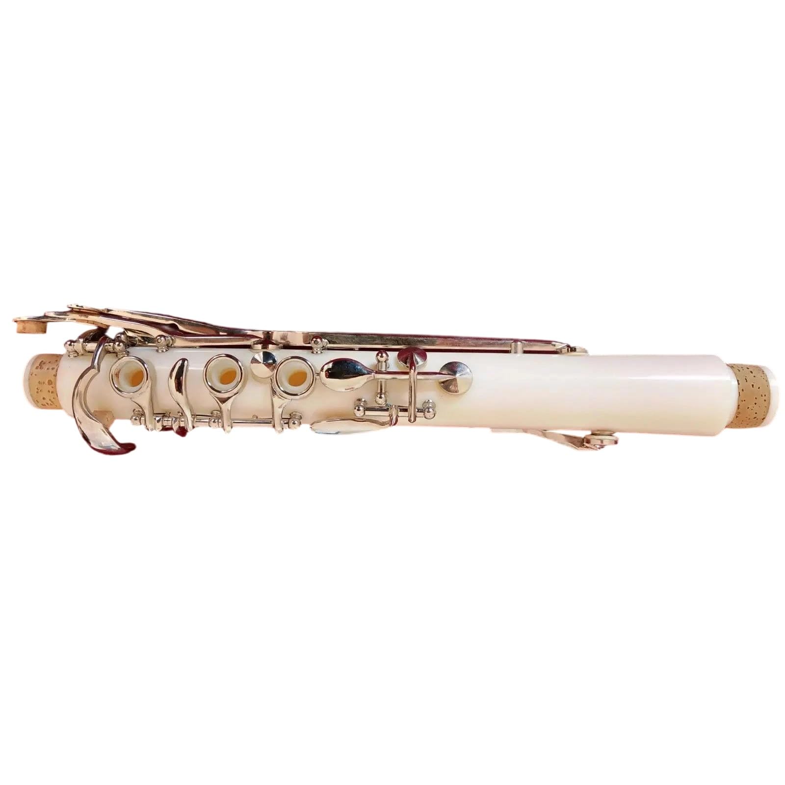 Clarinete Con Llave G Estuche Instrumentos Musicales De Viento Madera Niquelado Baquelita Blanca