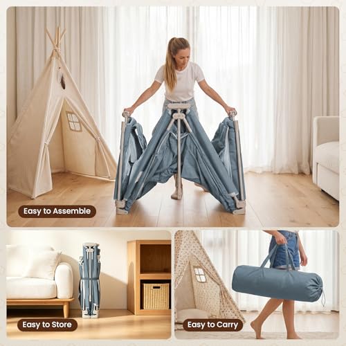 Image of Foldable Baby Playpen - 71 inchx59 inch Collapsible Play Pen for Babies and Toddlers - Indoor Outdoor Foldable Play Yard with 4 Handles - Folding Baby Playpen with Bag Portable Travel Play Yard