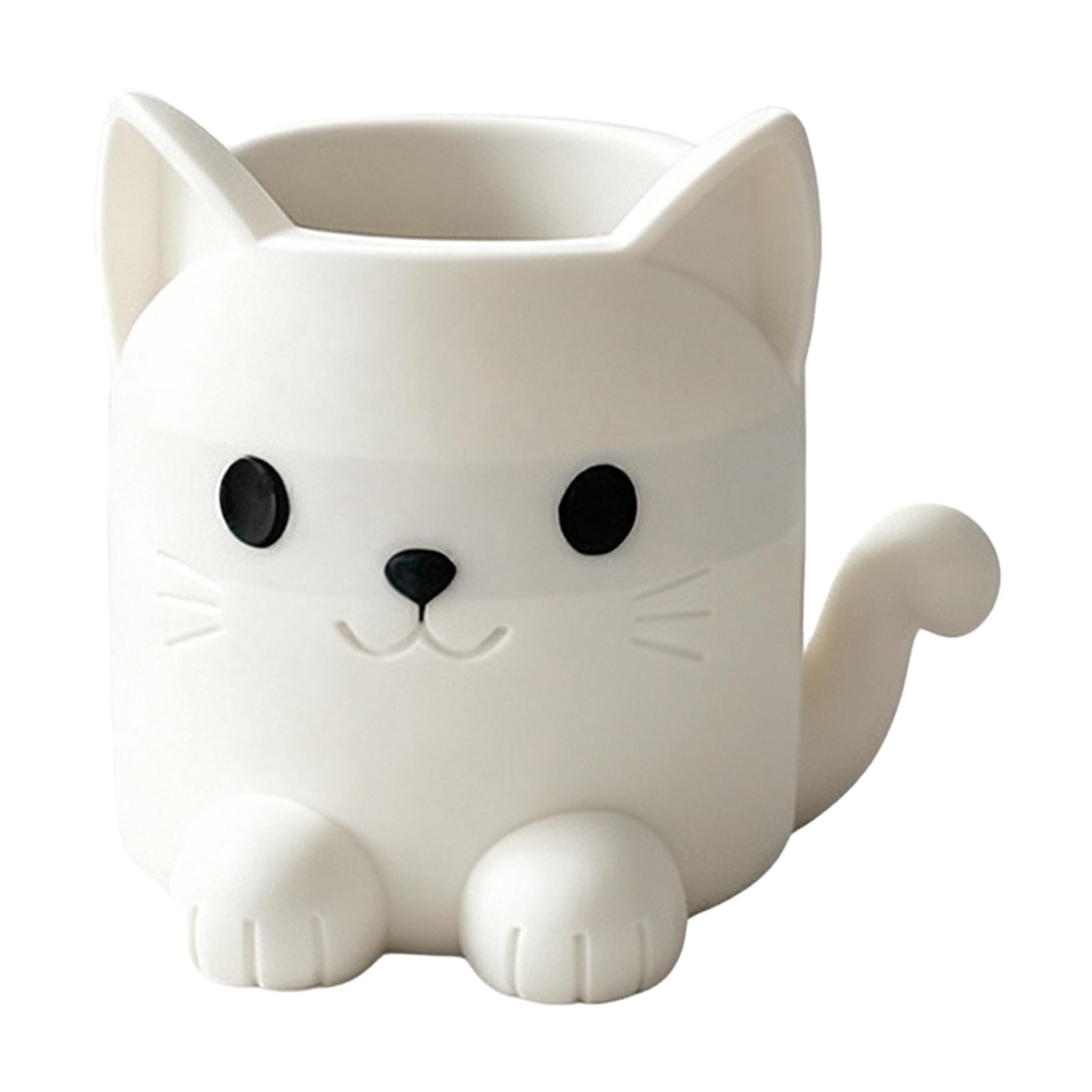 Glifora Pen Holder - Cartoon Cat Shape Desk Organiser, Smooth Surface Decorative Stationery Holder for Pencils, Gel Pens and Makeup Brushes